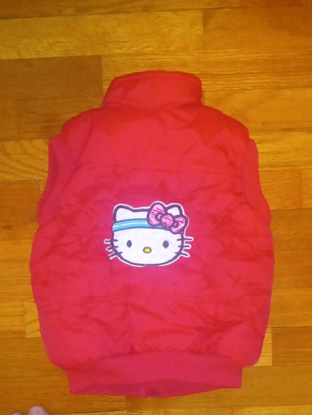 Hello Kitty Pink-Red Quilted Vest with Embroidered Patch girl 4